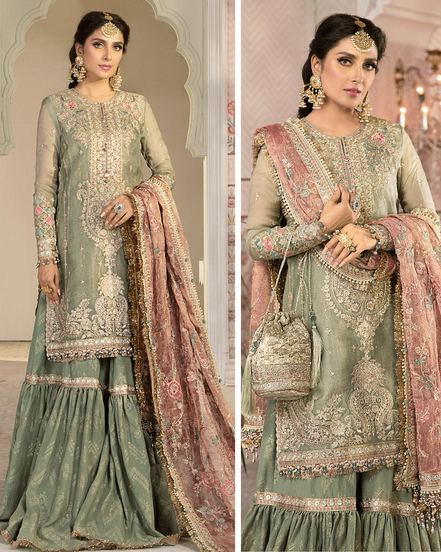 Pakistani Designer Embroidered Unstitched Net Material Suit 3 PC Shalwar Kameez